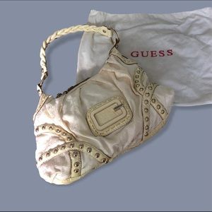 Guess white signature shoulder purse
